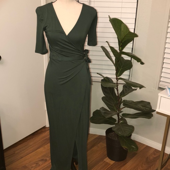 Forever 21 Olive Green Wrap Dress - Picture 2 of 6